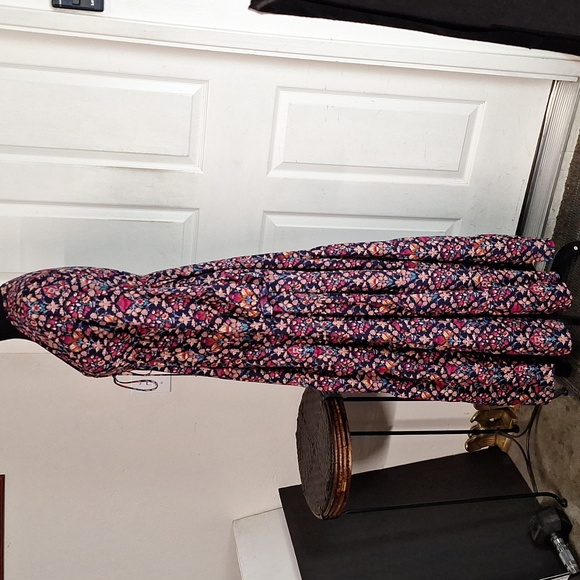 Anthropologie Boemo Maxi Dress Pink Blue Ruffle Tiered Long Sleeve Sz Small New - Picture 8 of 9